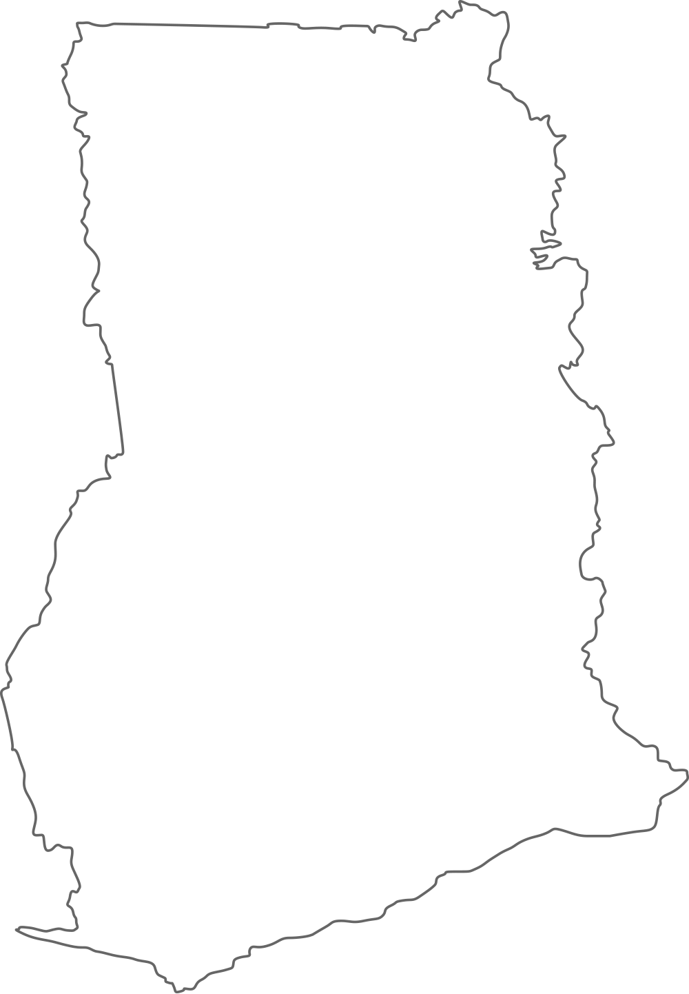 Ghana Map with cities - blank outline map of Ghana-