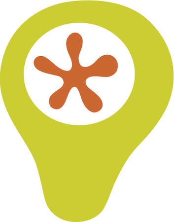 Stock Illustration - A picture of a green shape with orange star