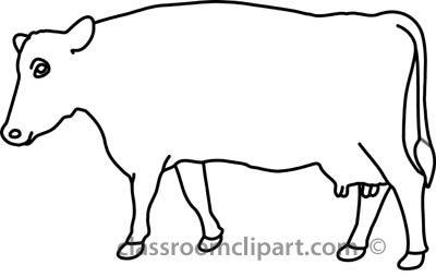 Animals : cow_on_grass_1_outline : Classroom Clipart