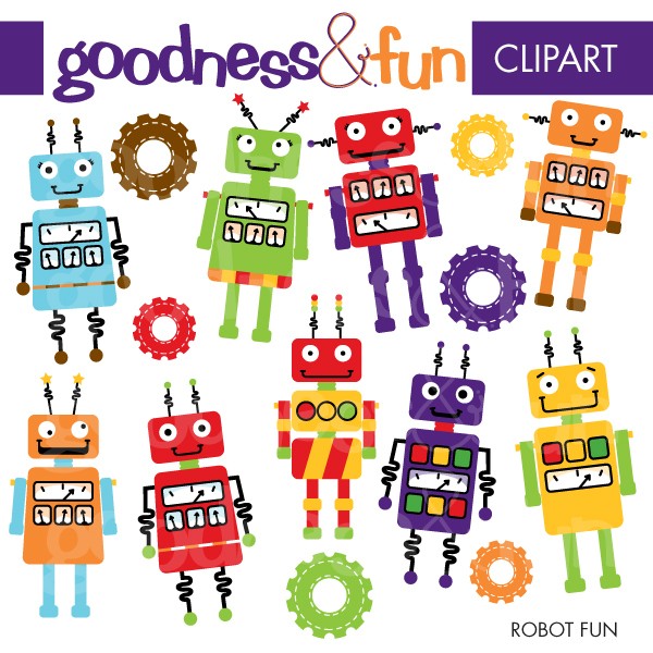 Buy 2 Get 1 FREE Robot Fun Clipart Digital by goodnessandfun