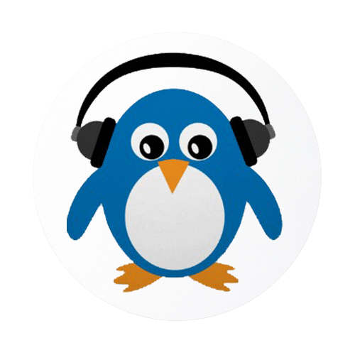Penguin Listening to Music Round Coaster Custom Round Coasters