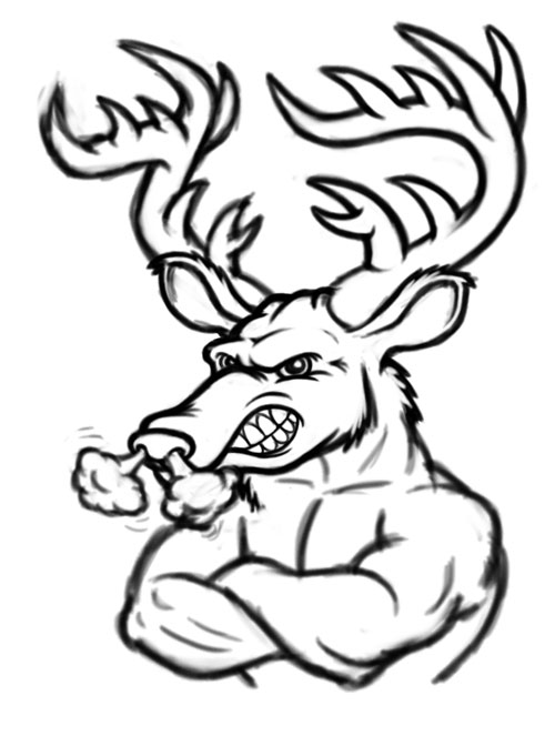 Angry Deer Cartoon Logo - Rack Rubble - Coghill Cartooning ...