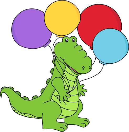 Alligator with Balloons Clip Art - Alligator with Balloons Image