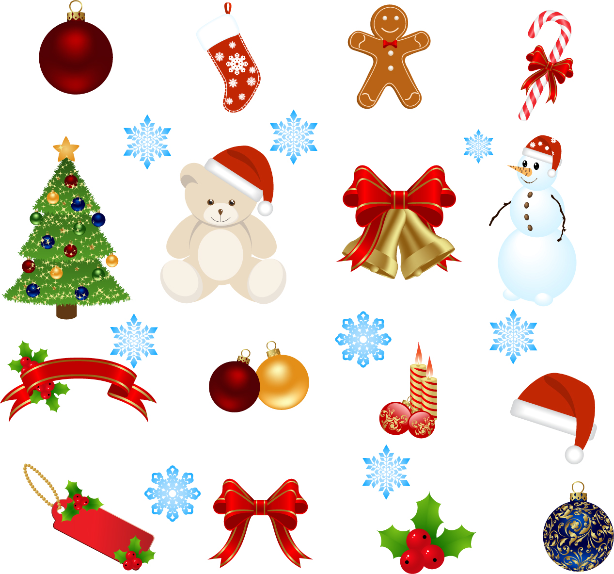 Exquisite cartoon christmas ornaments vector Free Vector / 4Vector