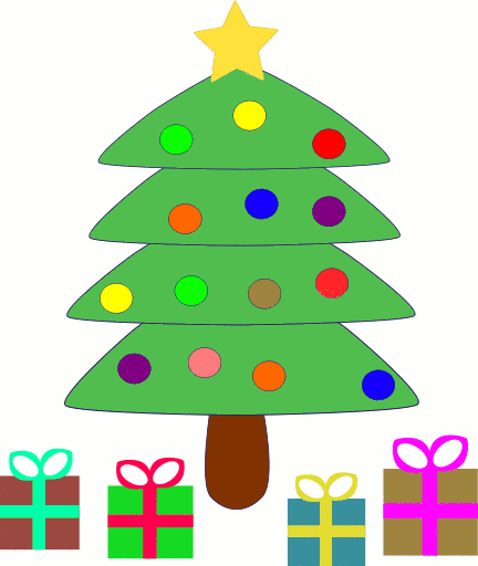 Free Cute Christmas Tree with Presents Clip Art