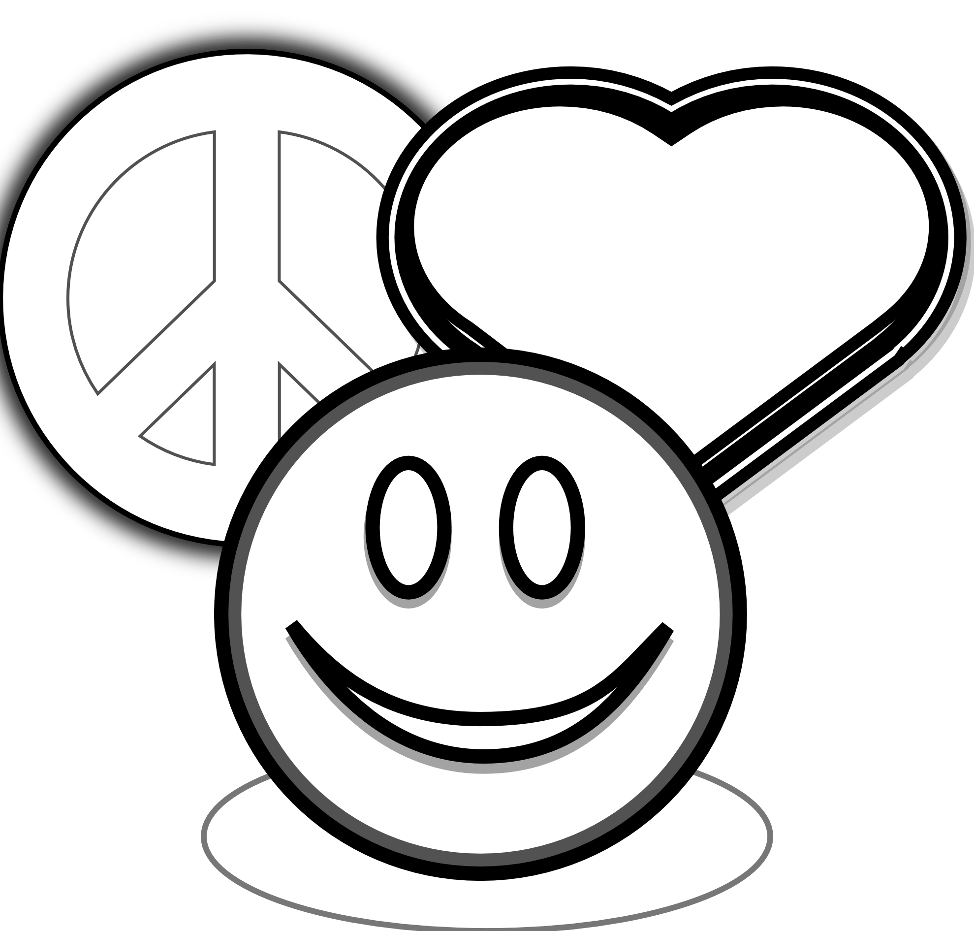 Clip Art: peace love and happyness black white ... - ClipArt Best ...