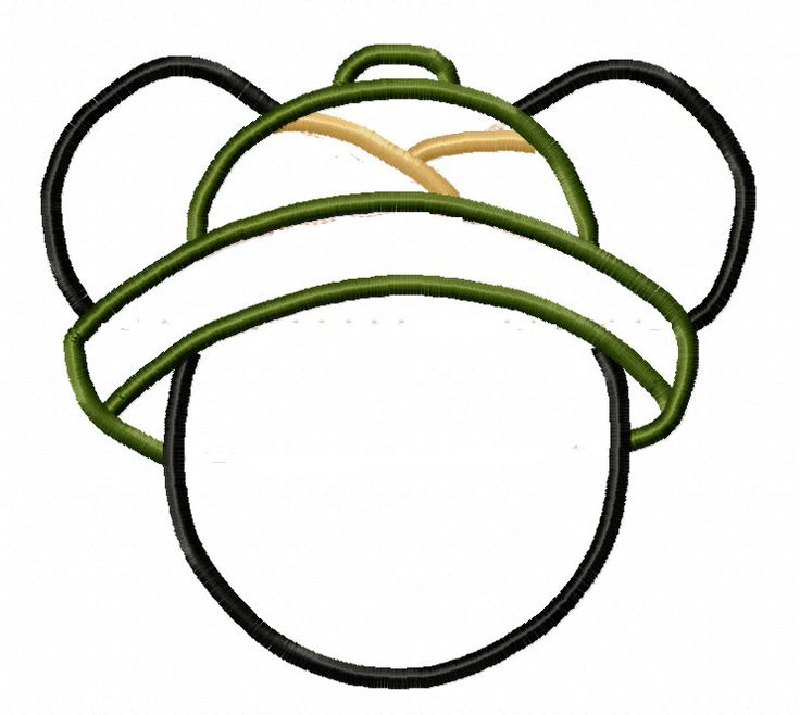 Mickey Mouse Head w Safari Hat Applique Machine Embroidery Design 4x4…