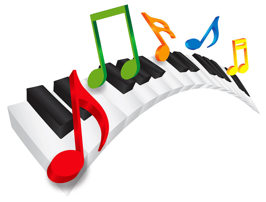 Piano Wavy Keyboard And Music Notes 3d Illustration by JPLDesigns ...