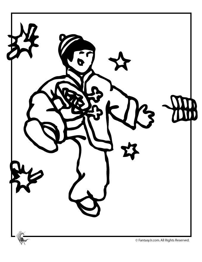 Fantasy Jr. | Chinese New Year Firecracker Dancing Coloring Page