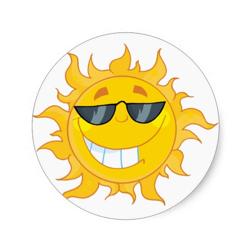Smiling Sun Mascot Cartoon Character With Shades Stickers | Zazzle