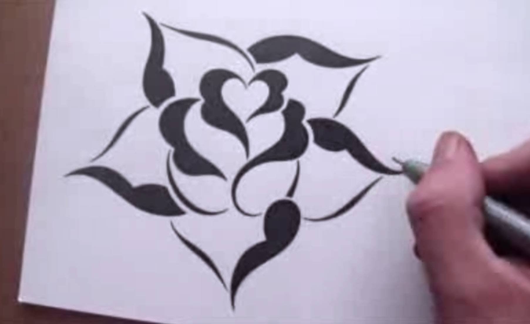 Drawing a Rose in a Simple Stencil Design Style - YouTube
