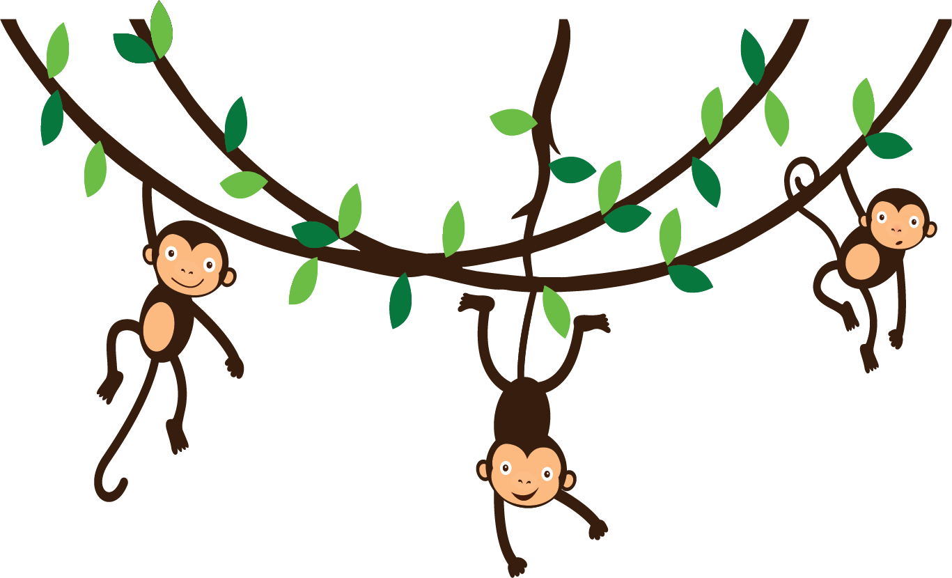 Monkeys hanging on vines | Print Wall Art