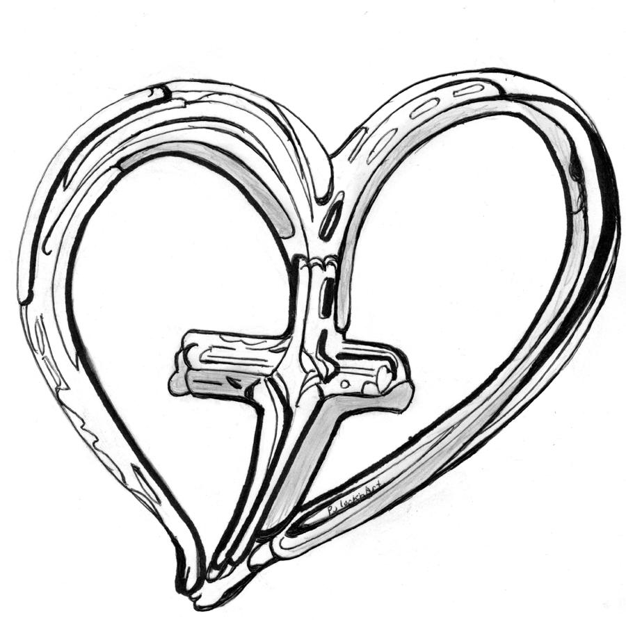 Cross Heart Drawings for Sale