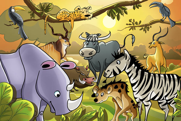 Cartoon Jungle Animals Coloring Pages Images - Cliparts.co