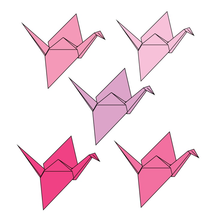 Digital Clip Art Pink Origami Paper Cranes Bird Clipart Nature Animal…