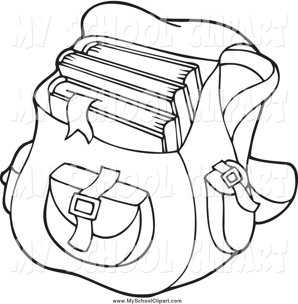 Art Black And White Of A Backpack School Bag Clipart - Free Clip ...