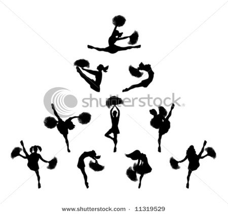 cheerleader silhouette | cartoon cheerleading pyramids image ...