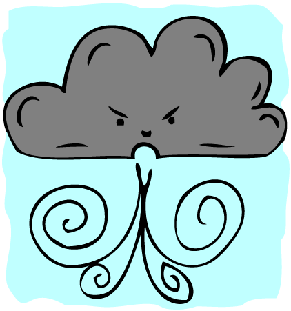 Windy Storm Cloud Mascot With Menacing Blowing Wind Cartoon ...