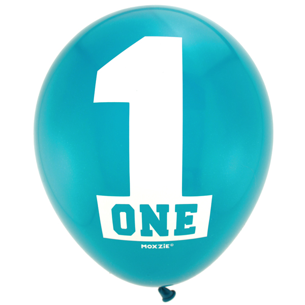 Aqua Blue Number 1 Printed Latex Balloons (8) at Birthday Direct