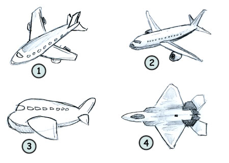 Drawing a cartoon airplane