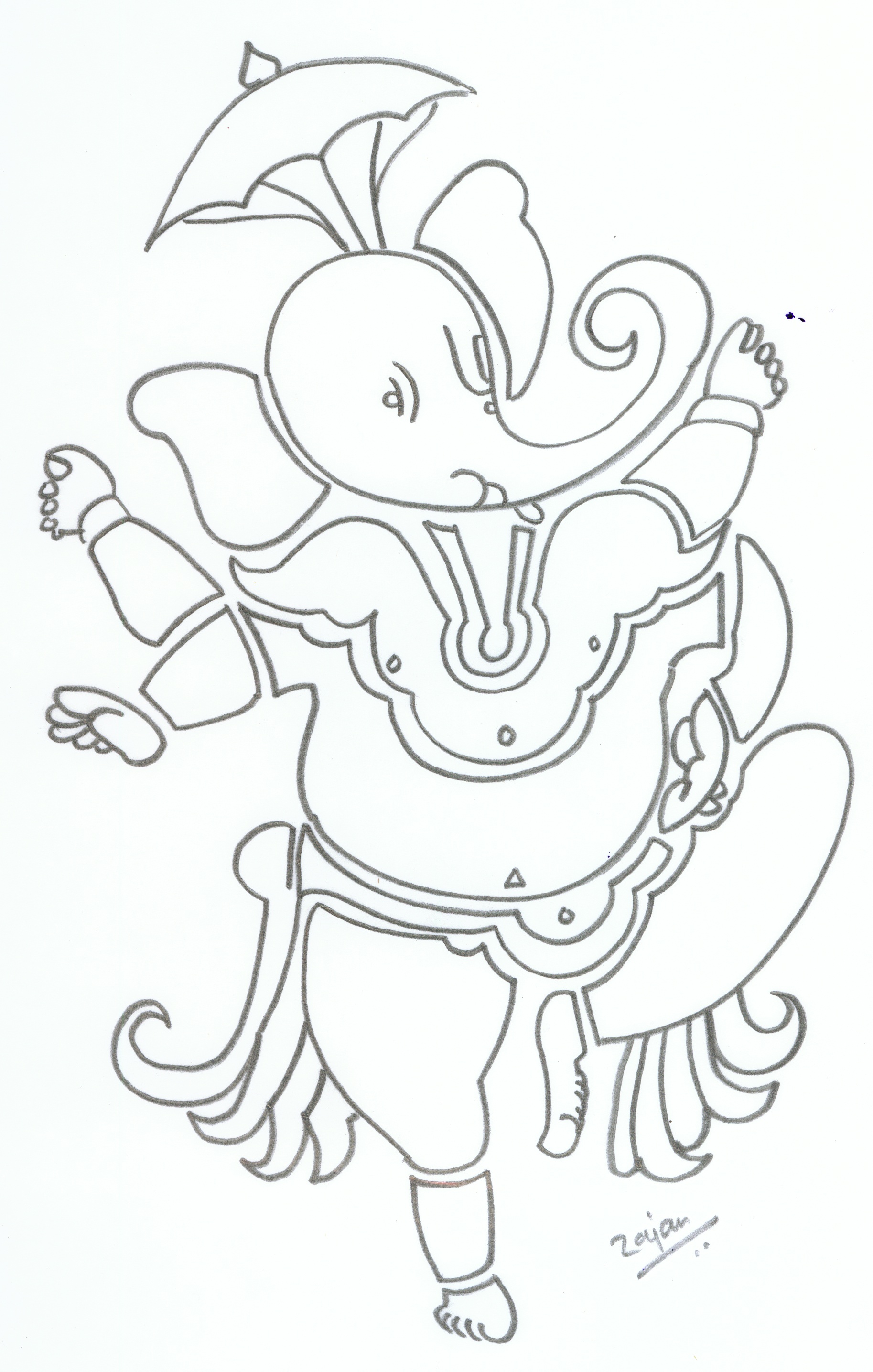 New Simple Ganpati Drawing Sketch 
