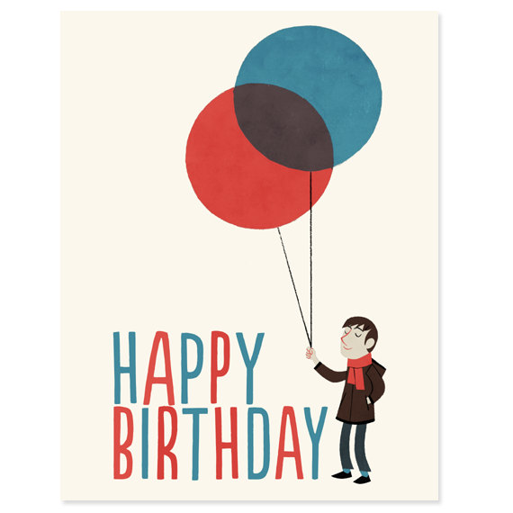 Items similar to Man with Balloons - Happy Birthday Card on Etsy