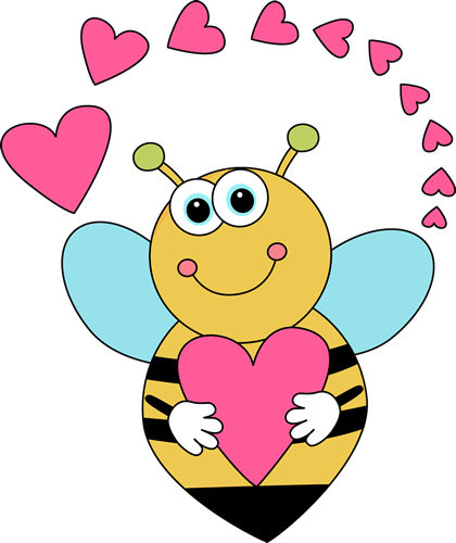 Cartoon Valentine's Day Bee and Hearts Clip Art - Cartoon ...