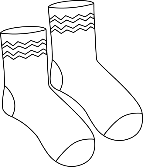 Black and White Pair of Funky Socks Clip Art - Black and White ...
