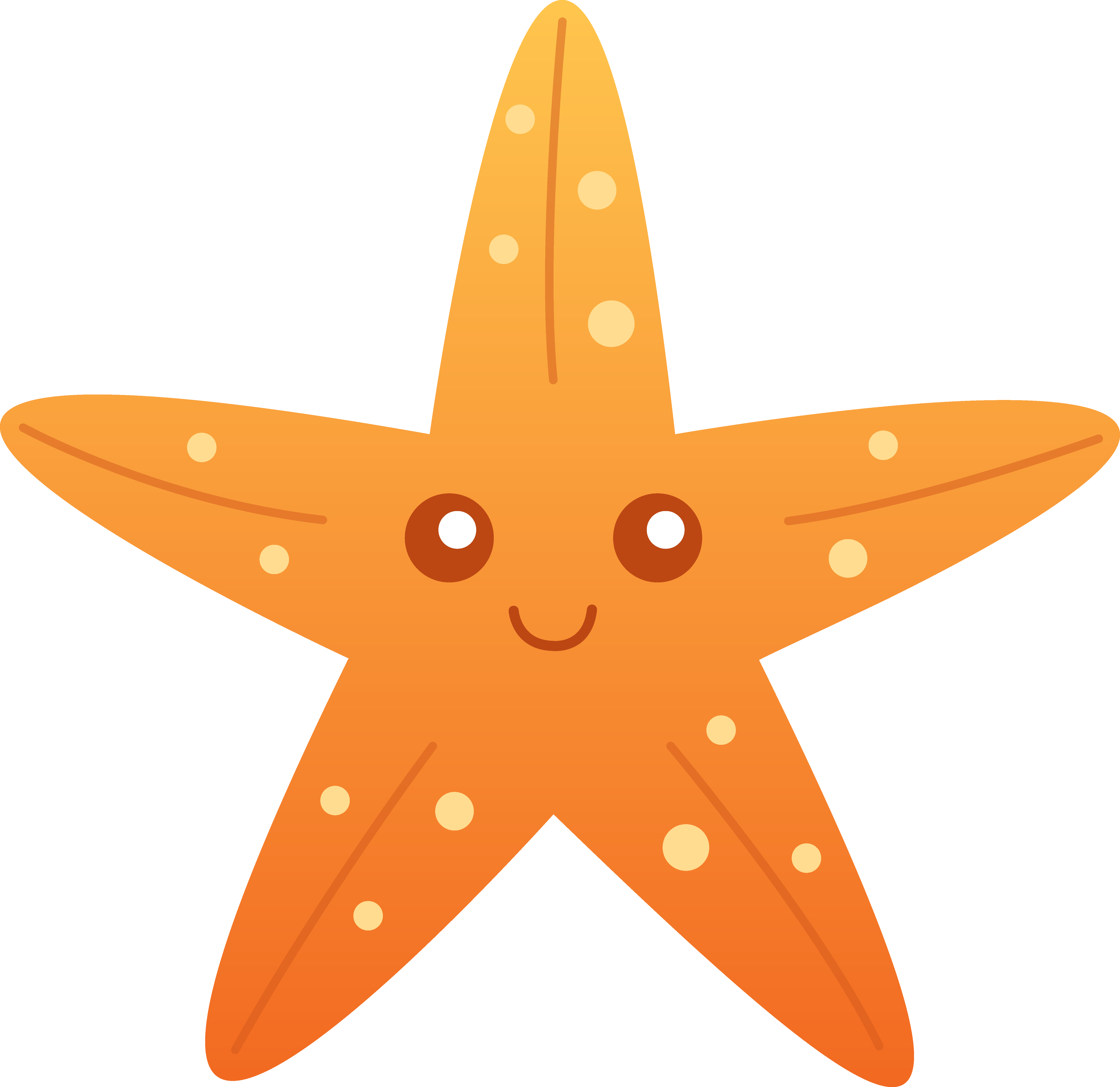 Cute Orange Starfish - Free Clip Art