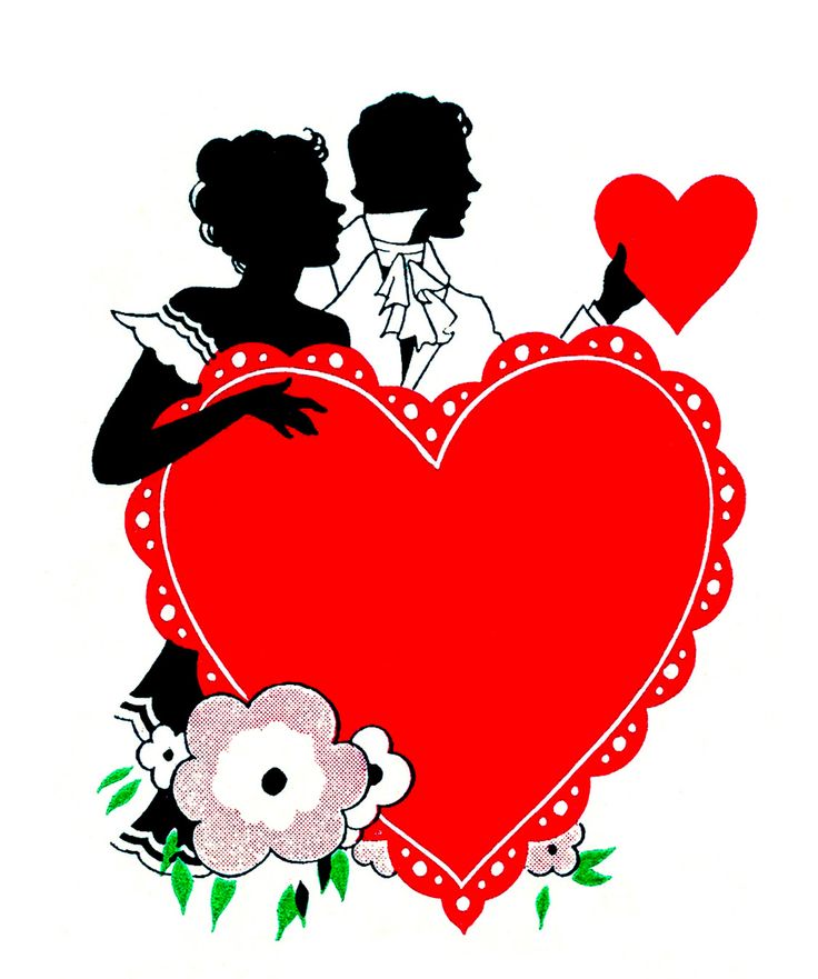 Vintage Valentine's Day Clip Art - Romantic Silhouettes