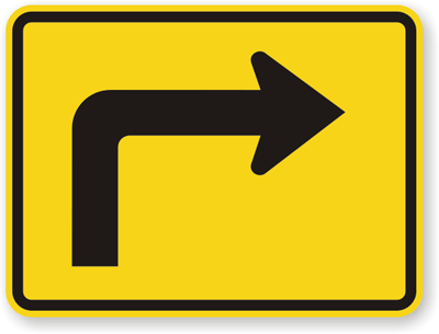 Right Directional Arrow Sign - Sharp Turn Sign, SKU: X- - ClipArt ...