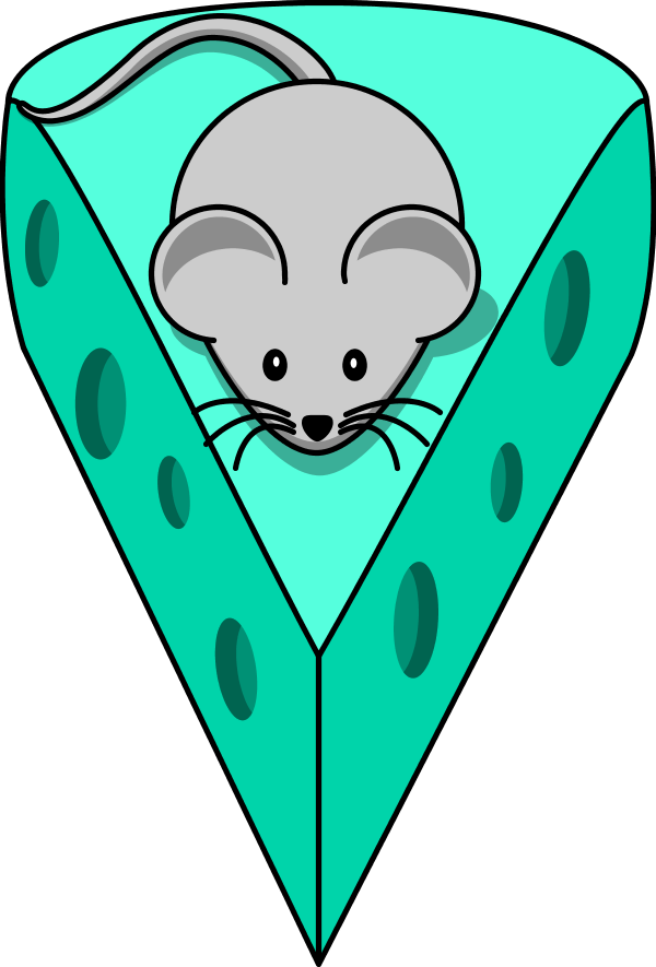 Cartoon mouse on top of a cheese - vector Clip Art