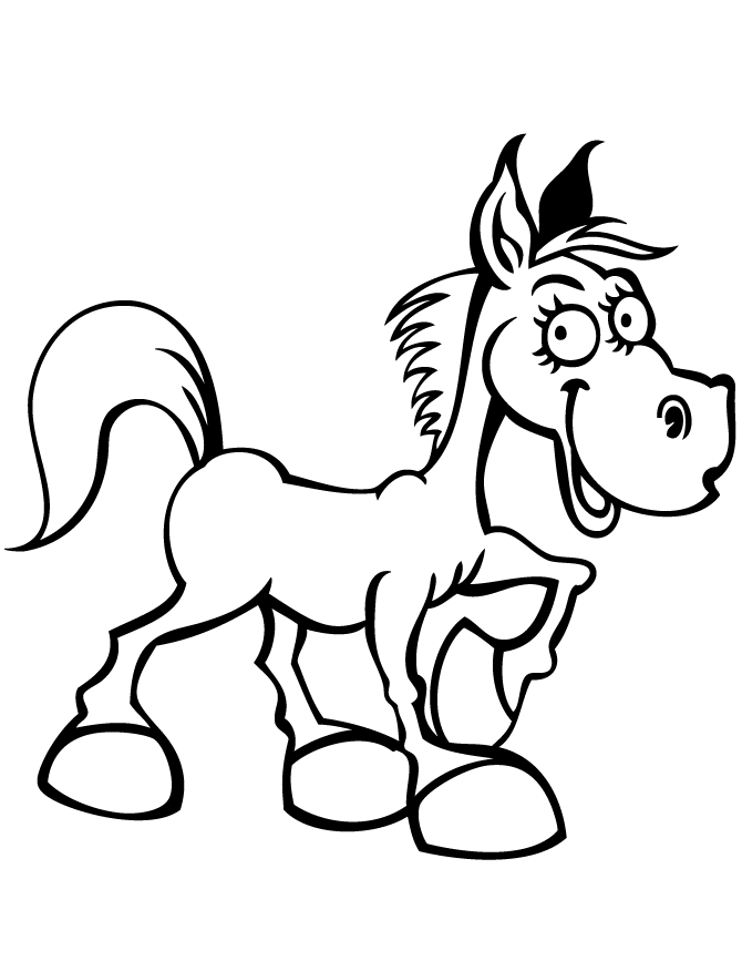 Happy Horse For Preschool Children Coloring Page | HM Coloring Pages