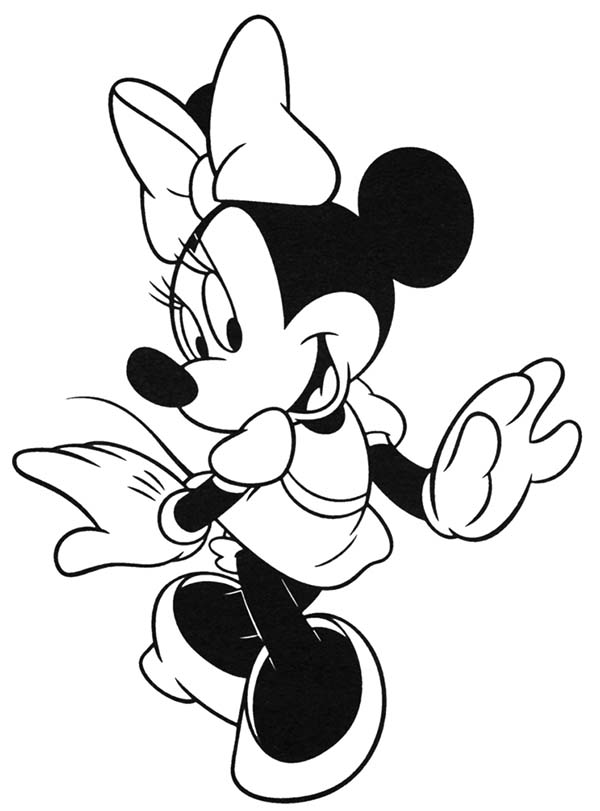 Minnie Mouse Walking Around Coloring Page - Download & Print ...