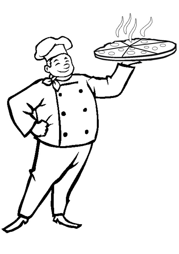 Free Online Pizza Baker Colouring Page
