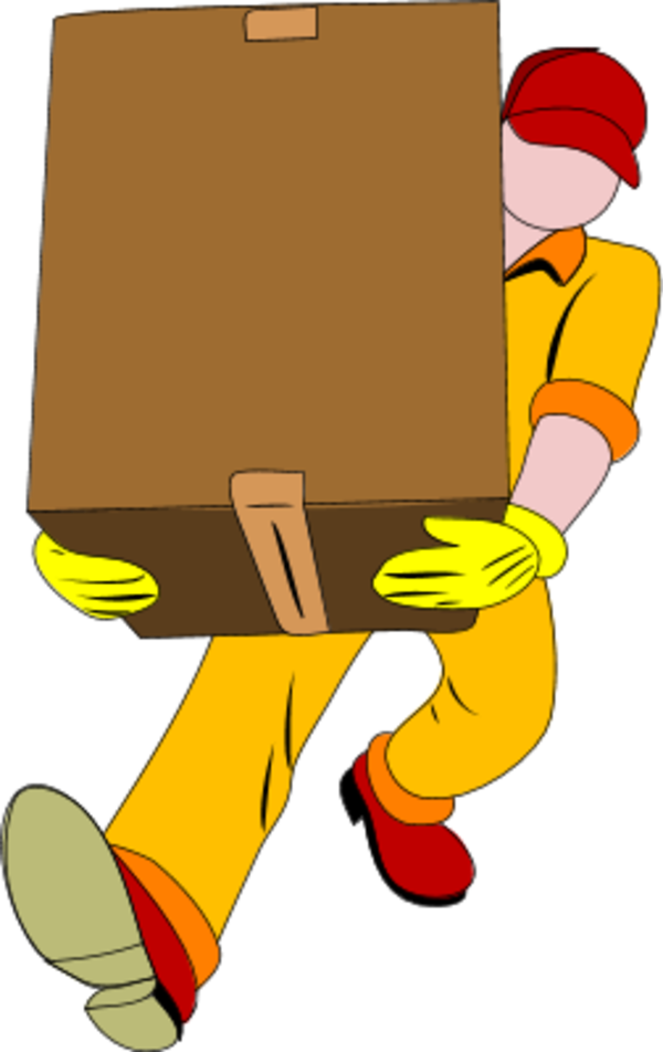 man carrying wooden box - vector Clip Art