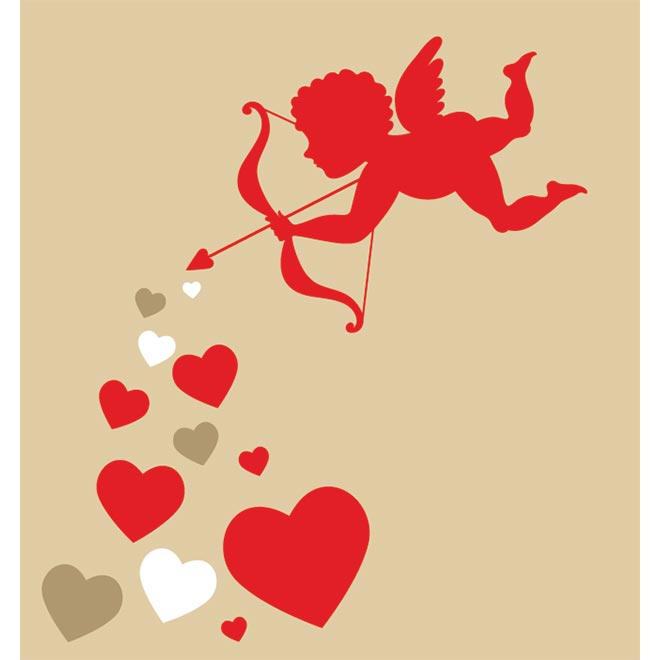 Free Vector Cute cupid send heart for lovers - Free Vector Art