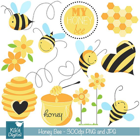INSTANT DOWNLOAD Honey Bee Digital Clipart - Scrapbooking , card desi…
