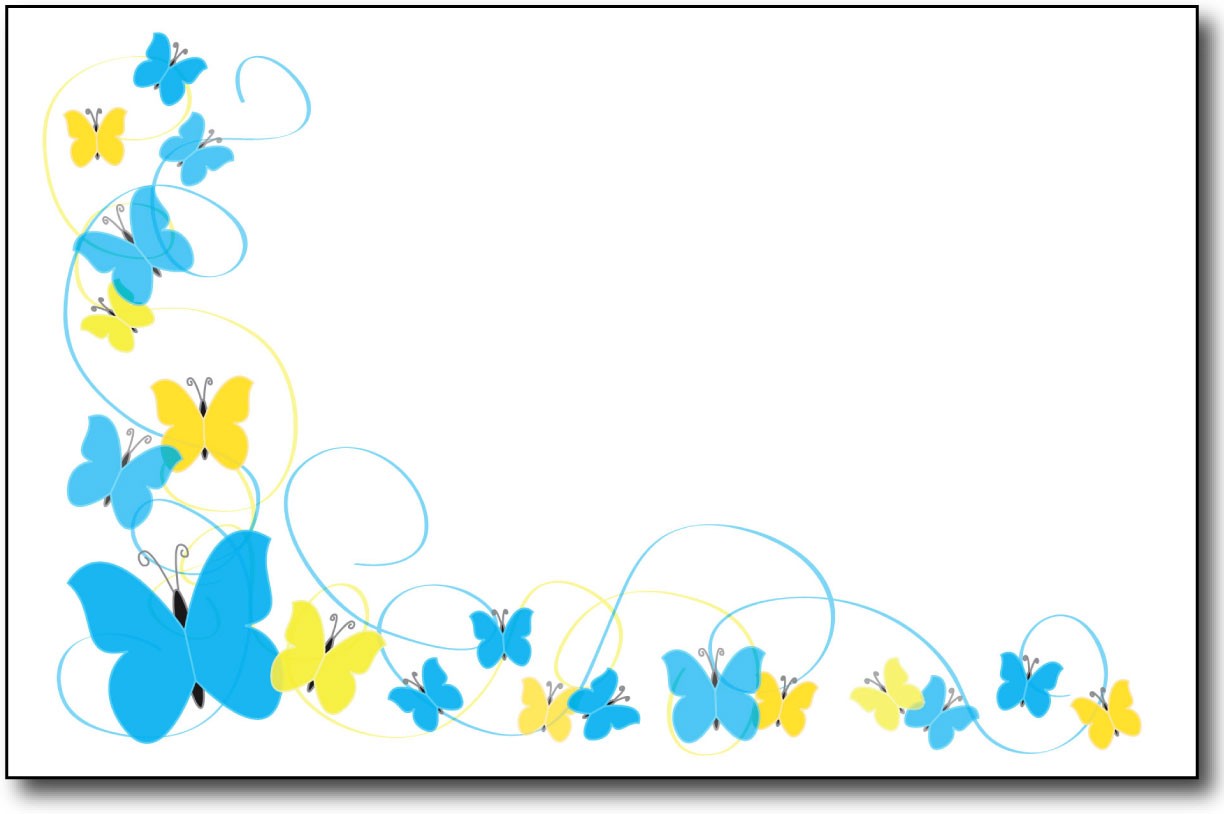 Butterfly Border Flat Card Invitations - 20 Sets - DesktopSupplies.