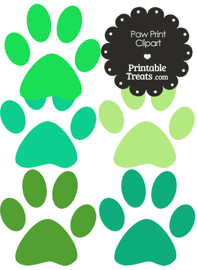 Paw Print Clipart in Shades of Green