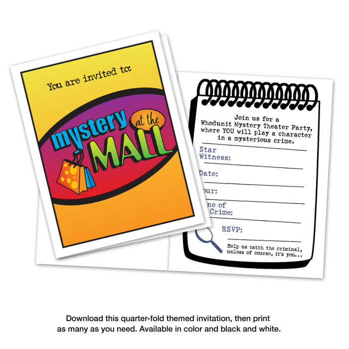 Mystery at the Mall Downloadable Game & Party Kit | Dramatic Fanatic