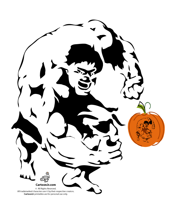 The Incredible Hulk Avengers Pumpkin Pattern | Cartoon Jr.