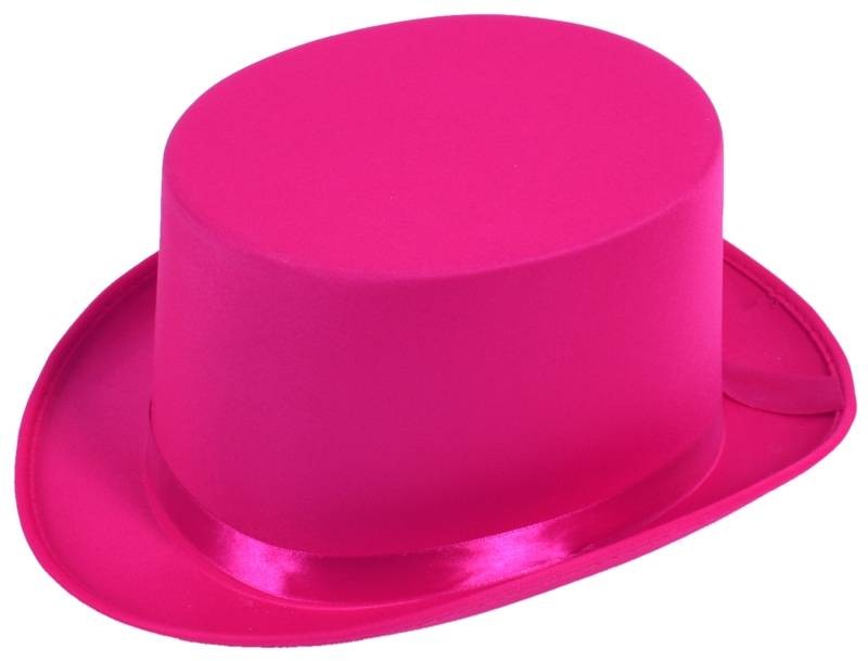 Pink Satin effect Top Hat, elegant top hat in vibrant magenta pink