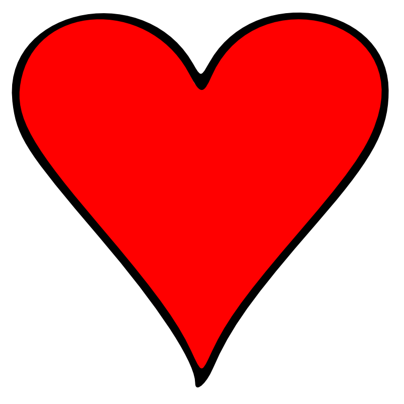 Clipart - Outlined Heart Playing Card Symbol