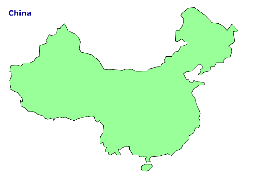 Map of China. Terrain, area and outline maps of China - CountryReports