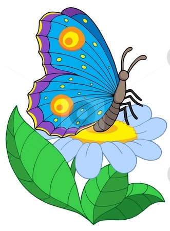 Butterfly with flower stock vector