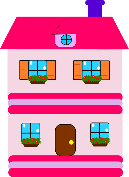 Pink Doll House clip art - vector clip art online, royalty free ...