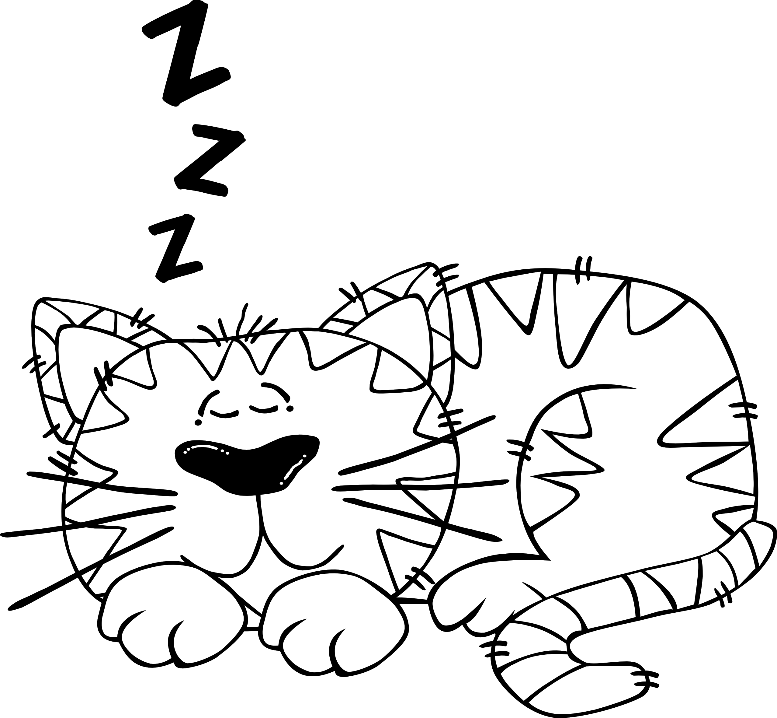 cartoon cat sleeping 2 black white line art ... - ClipArt Best ...