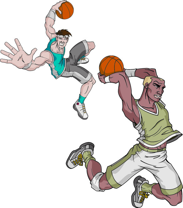 Basketball cartoon characters vector Free Vector / 4Vector