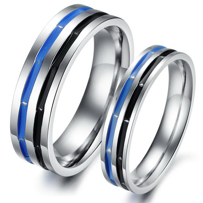 Couple Titanium Stainless Steel Mens Ladies Promise Ring Wedding ...